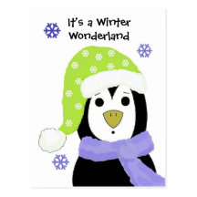 Christmas Cartoon Penguin Postcard