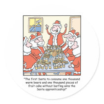 Christmas Cartoon Santa Apprenticeship Round Stickers