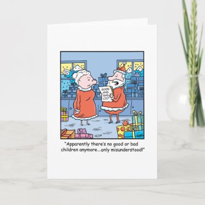 Christmas Cartoon Santas Good and Bad List Card