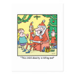 Christmas Cartoon Santas Obesity Problems Post Cards
