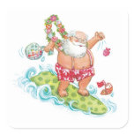 Christmas Cartoon Surfing Santa Claus Sticker