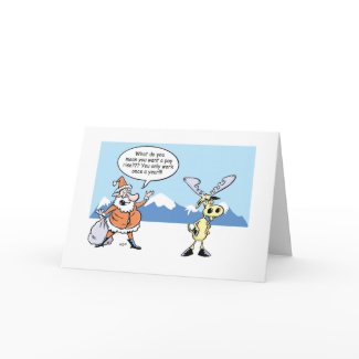 Christmas Cartoons Santa and the striking Reindeer card