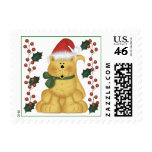 Christmas Cat And Holly Christmas Postage Stamps