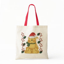 Christmas Cat And Holly Christmas Tote Bag