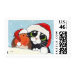 Christmas Cat and Robin - Medium Postage