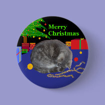 Christmas cat Button