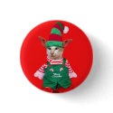 Christmas Cat Elf Button
