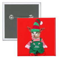 Christmas Cat Elf Button buttons