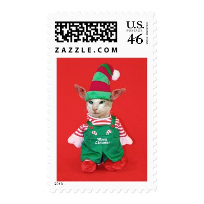 Christmas Cat Elf Stamp by knichols1109