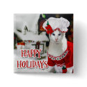 Christmas Cat - Holiday Button "Mrs Claws"