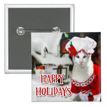 Christmas Cat - Holiday Button "Mrs Claws" buttons