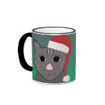 Christmas Cat in a Red Santa Hat Coffee Mugs