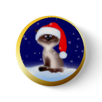 Christmas Cat in Santa Hat buttons by Lidusik Christmas Cat in Santa Hat buttons