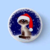 Christmas Cat in Santa Hat buttons