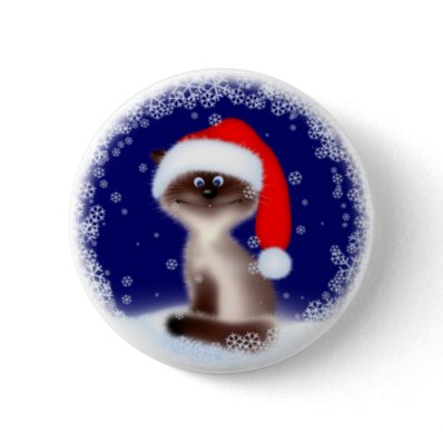 Christmas Cat in Santa Hat Buttons