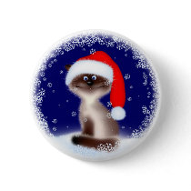 Christmas Cat in Santa Hat buttons by Lidusik Christmas Cat in Santa Hat buttons
