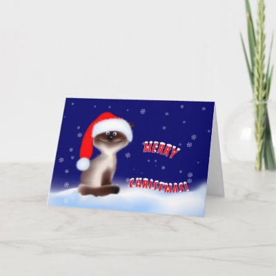 Christmas Cat in Santa Hat cards