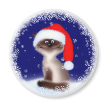 Christmas Cat in Santa Hat magnets by Lidusik Christmas Cat in Santa Hat magnets