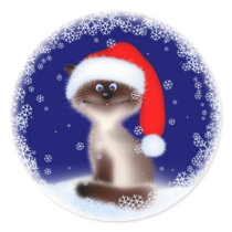 Christmas Cat in Santa Hat stickers by Lidusik Christmas Cat in Santa Hat stickers