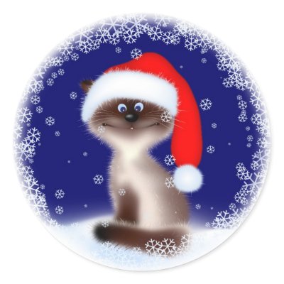 Christmas Cat in Santa Hat stickers