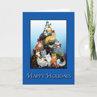 Christmas Cat Tree Greeting Card