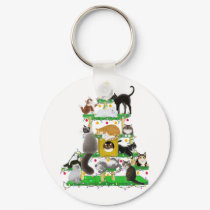 Christmas Cat Tree Keychain by twopurringcats Christmas Cat Tree Keychain