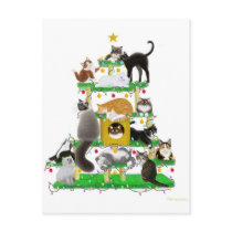 Christmas Cat Tree Postcard by twopurringcats Christmas Cat Tree Postcard