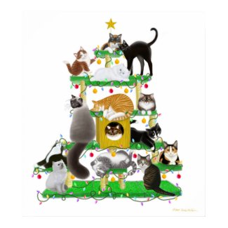 Christmas Cat Tree Print print