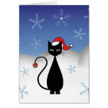 Christmas Cat with Snowflakes cards