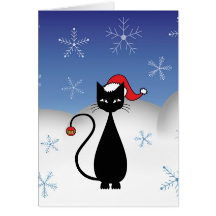 Christmas Cat with Snowflakes Cards