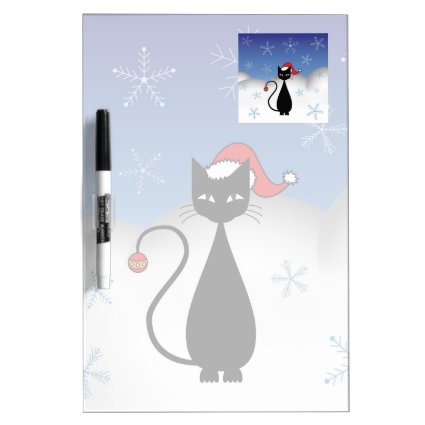 Christmas Cat with Snowflakes Dry Erase Whiteboard