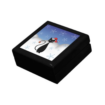 Christmas Cat with Snowflakes Gift Box