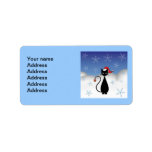 Christmas Cat with Snowflakes Personalized Address Labels