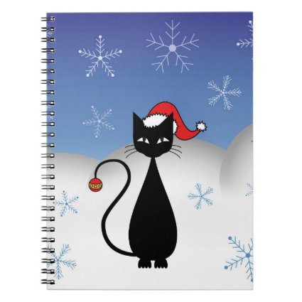 Christmas Cat with Snowflakes Note Book