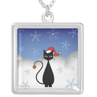 Christmas Cat with Snowflakes Pendants