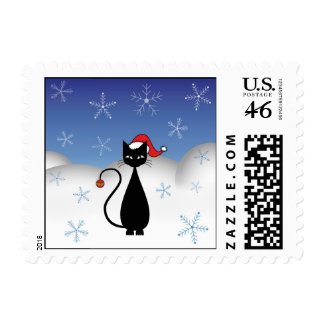 Christmas Cat with Snowflakes Stamp