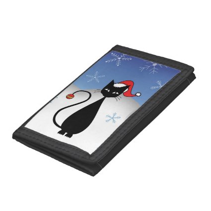 Christmas Cat with Snowflakes Trifold Wallets