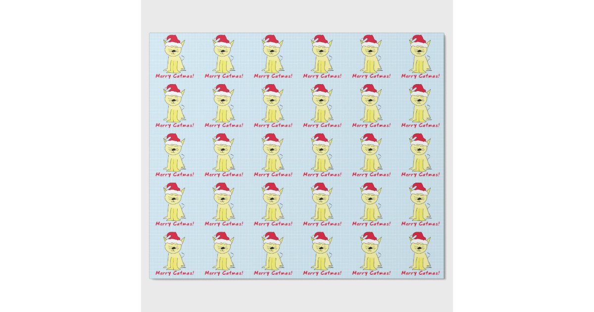Christmas Cat Wrapping Paper Zazzle