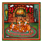 Christmas Cats Art Poster / Print