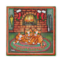 Christmas Cats Fridge Magnet by jamiecreates1 Christmas Cats Fridge Magnet