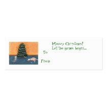 Christmas cats, gift tags, skinny profile card business cards