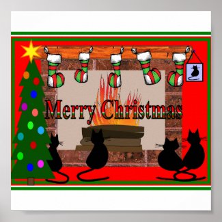 Christmas Cats Poster, Adorable print
