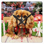 Christmas - Cavalier King Charles Spaniel - Lily Square Wall Clock