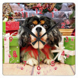 Christmas - Cavalier King Charles Spaniel - Rose Wall Clocks