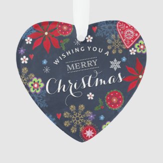 Christmas Chalkboard Custom Photo | Heart Ornament