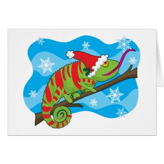 Christmas Chameleon Greeting Card