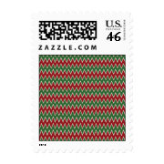 Christmas Chevron Red and Green Zigzag Pattern Postage Stamps