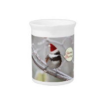Christmas Chickadee Beverage Pitcher