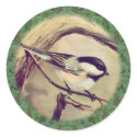 CHRISTMAS CHICKADEE by SHARON SHARPE stickers by sharonsharpe CHRISTMAS CHICKADEE by SHARON SHARPE stickers