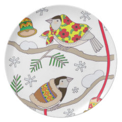 Christmas Chickadees Dinner Plate